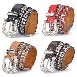 Belts Goth Rhinestone Women Faux Leather Western Y2K Girls Belt For Jeans Men Drop 266m