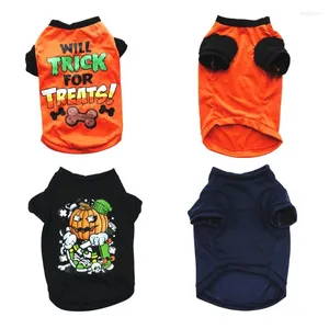 Vestuário de cachorro moletom engraçado de halloween para cães pequenos roupas de estimação macias e respiráveis letra de abóbora Puppy T-shirt gato de festa festiva Pullover