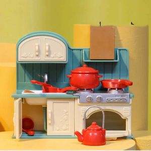 Kitchens Play Food Forest Family Furniture Kitchen Mini Scene Cabinet Decoration Toys Mini Family Doll House Indoor Model Mini Pretend Game d240525