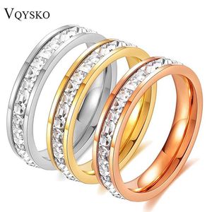 Couple Rings VQYSKO Square Zircon Stainless Steel Ring White Zircon Engagement Party Accessories Geometric Couple Customized Ring S2452455