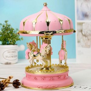Table Lamps Luxury Carousel Music Box Rotate LED Light Luminous Rotation Romantic Toys Handwork Gifts