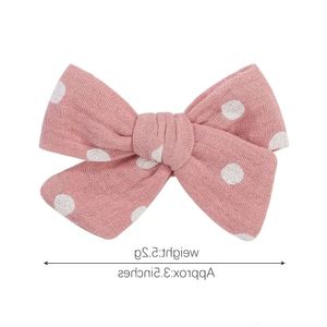 2pcs/set Новые обернутые луки детские шпильки мягкие хлопковые клипы детские малыши милый отпечаток с бахновой косо