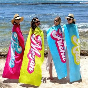 Niestandardowe spersonalizowane ręczniki plażowe kolorowe ręczniki kąpielowe dla dziewczynki mikrofibry Szybki suchy piasek darmowy joga basen gimnastyczny 240518
