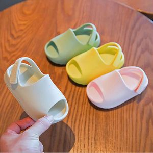 Crianças de chinelos unissex anti-deslizamento sapatos de caminhada de cores sólidas sandálias internas para verão rosa claro/bege/verde/amarelo/roxo L2405