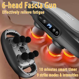 Electric 6 Head Massage Professional Athletes Deep Muscle Massager Body Relax High Frequency Vibrate Fascial Gun Fiess L2405
