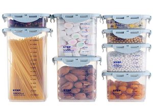8 pezzi per le spezie in cereali per alimenti cucina contenitori per alimenti organizzatore frigorifero scatola di stoccaggio in plastica c01163221103