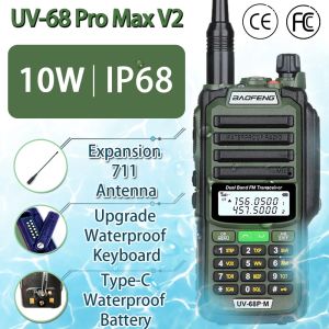 2023 Baofeng UV-68 Pro Max v2 ​​10w IP68 Walkie Talkie Водонепроницаемый высокая мощность Ham Long Range UV68 Портативная двусторонняя охота на радио