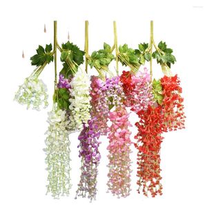 Decorative Flowers Artificial Flower A Bunch Of 12pc Simulation Wisteria Silk Hanging Bush String Home Party Wedding Decoration