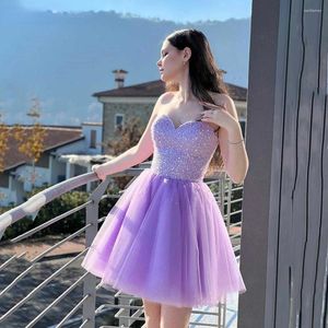 Party Dresses Mini Sexig Sparkly Lavender Short Banket Wedding Prom Sweetheart Event Formell nattklubbklänningar Homecoming