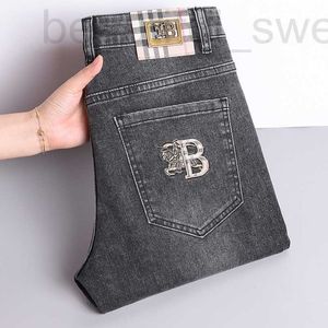 Men's Jeans designer Brand new European high-end jeans for men's Korean slim fit small straight tube elastic embroidery casual pants 6JEW