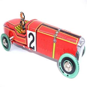 Wind-Up Toys Retro Style Toy Metal Tin Red Sports Car F1 Racing Mechanical Toy Clockwork Toy Digital Childrens Gift S2452455