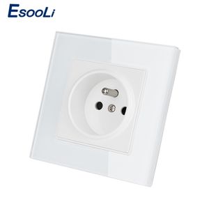 Soquete de parede do painel de vidro de cristal esooli aterrado 16A Francês Standard Outlet elétrica