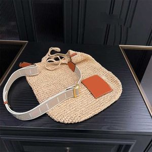 HOT Weave Straw Beach Bags loeletter Handle Hobo Bag Unisex Designer Handbag Totes Mens Luxury Shoulder CrossBody Bags Women Hollow Out Clutch Shopping Bags 240415