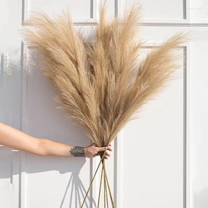 Kwiaty dekoracyjne sztuczna trawa pampas 39 ''/100 cm Wysoka duża sztuczna faux pompatyczna puszysta Fluffy Fake for Vase Home Wedding Boho Decor