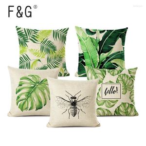 Pillow Green Leaf Cover Botanical Tropical Palm Tree Leave Geomtric Beige Bedroom Sofa Home Decor Throw Pillowcase