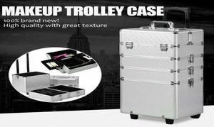 4 In1 Professional Aluminium Rolling Makeup Train Case Wheel Cosmetic Box Drawer6366855