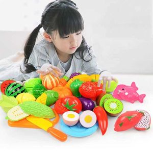 Cozinhas brincar de comida Toys de cozinha simuladas de crianças clássicas de corte de frutas e vegetais montessori brinquedos quebra