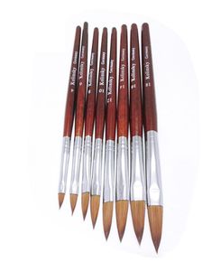 Kads Kolinsky Sable Pen Red Wood 121416182022 Nail Art Brush для профессионального инструмента для рисования ногтей круглой головы 4152039