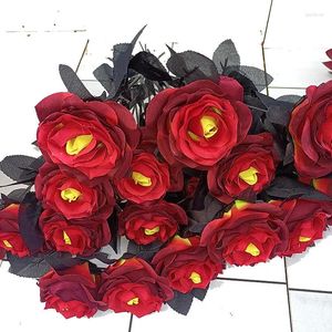 Dekorative Blumen schwarz rote Simulation Rose Halloween Geister Hochzeit Dekoration bevorzugt alles Gute zum Geburtstag künstlich