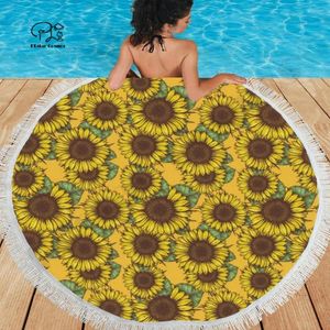 Ręcznik słonecznikowy kwiatowy est szal na plaży szybki suszenie pływającego siłowni biwakowanie dużych okrągłych jogi 3D na całym wydrukowaniu