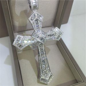 14K Gold Long Diamond Cross Pendant 925 Sterling Silver Party Wedding Pendants Necklace For Women men moissanite Jewelry Gift Rpptl