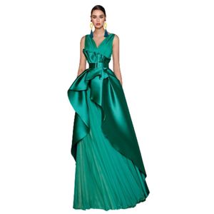 أنيقة طويلة الساتان الأخضر الخضراء V-ثياب سهرة ، حورية البحر حورية ، طول الأرضية ، سستة الظهر ، فستان الحفلة للنساء للنساء