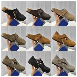 Nya designer Bostons COGS Slipper Slides Woman Män Designer Sandaler Mjuka mocka Snake Leather Slide Clog Flip Flops Taupe Buckle Strap Favoritstrand