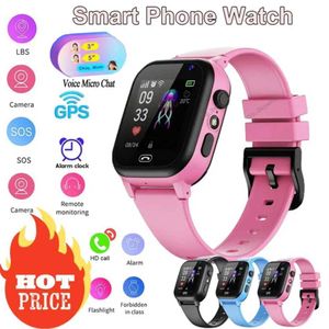 Детские часы Childrens Smart Watch 2023 SOS Wi -Fi GPS Position 2G SIM -карта SIM -карта мальчиков и девочек Childrens Smart Watch Camer Camer Waterproper Watch D240525