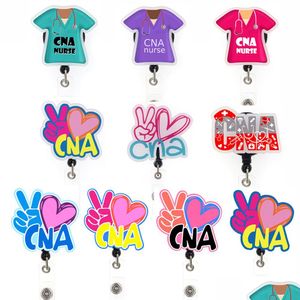 Key Rings 10 Pcs/Lot Fashion Scrub Life Peace Love Cna Acrylic Retractable Medical Badge Holder Nurses Doctors Id Name Card For Heal Dhlx5