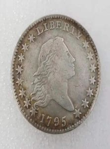 United States Coins 1795 Flowing Hair Brass Silver Plated Dollar Smooth edge Copy Coin8455100