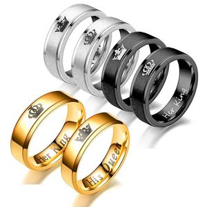 Casal toca de 6 mm de moda aço inoxidável tocar sua rainha seu casal rei Casal preto Casal Anniversary Dia dos namorados Presente S2452455