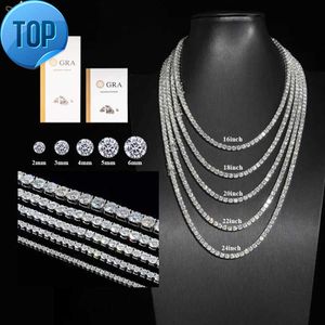 In Stock With Certificate 3mm 4mm 5mm D VVS Diamond Tennis Necklace Bracelet 925 Sterling Silver Moissanite Tennis Chain