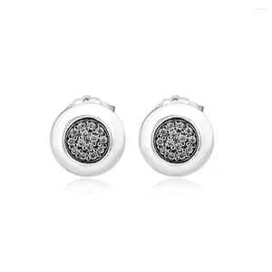 Orecchini per borchie autentiche 925 orecchini in argento sterling chiaro cz round women anello di gioielleria da sposa dono brincos