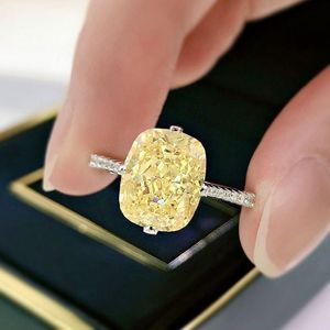 Ручная ручная топаз бриллиантовое кольцо 100% Реал 925 Серебряные серебряные обручальные кольца для женщин для женских свадебных ювелирных украшений emxiq