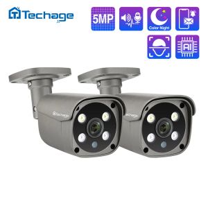 Techage HD 5MP 8MP 4K POE IP-kamera Tvåvägsljud Smart AI Colorful Night View Outdoor Poe Security Camera för övervakningssats