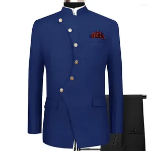 Herrdräkter stil kostym design bröllop tuxedo 2 bit set en breasted blazer formell brudgum jacka byxor elegant man