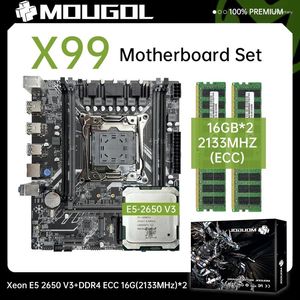 Placas-mãe Mougol X99 P4 MotherBoard com Intel Xeon E5 2650 V3 CPU Dual-canal DDR4 16GX2 2133MHz ECC RAM M.2 PCIE3
