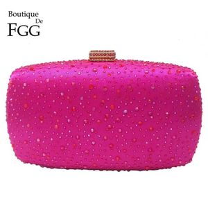 Boutique de fgg rosa fúcsia cristal diamante feminino noturno minaudiere embreagem bolsa de noiva embreagens de cadeia bolsa 211022 295z