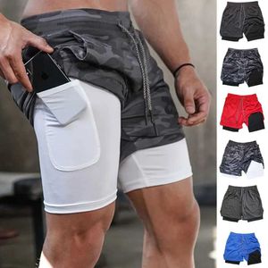 Herren Shorts Herren Performance Shorts Bodenfarbe 2-in-1-Fitness-Shorts Kompression und Dehnung Sportshorts Schnelltrocknen Fitness-Übungen Sommer S2452411