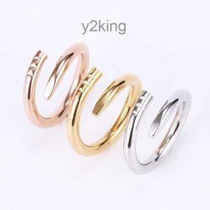 Love Rings Womens Band Ring Jewelry Titanium Steel Single Nail European and American Fashion Street Casual Couple Classic Gold Silver Rose Optional Size 5HWR