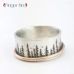 Кластерные кольца винтажные серебряные лесные рисунки золотой цвето