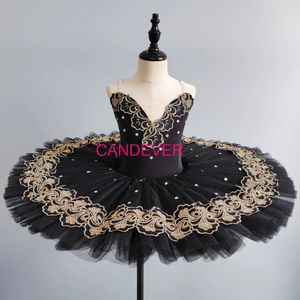 Red Black Lace Diamond Sequin Embroidery Ballet Tutu Professional Swan Competition Dress kjol Baby Kids Toddler Girl Dance Wear 240514