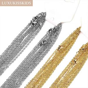 Pendant Necklaces LUXUKISSKIDS stainless steel chain necklace for women 10 piecesbatch wholesale DIY Rolo 2mm chain non fading necklace used for jewelry maki