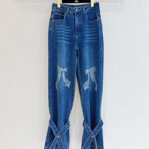 Basic & Dresses American Style Street Loose Casual Drape High Waisted Straight Pants Narrow Version Wide Leg Bow Jeans