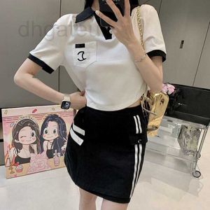 Two Piece Dress designer brand Sports Style Casual Set, Casual, Comfortable, Playful, Black and White Contrasting Color Design Sense I6YJ