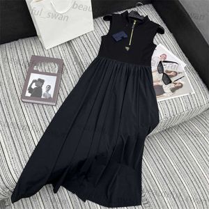 Women Casual Dress Designer2024 Summer New Style Ladies Fashionable and Simple Classic Triangle Label Tank Top Spliced ​​Dress Dresses