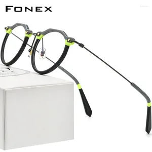 Óculos de sol Frames fonex acetato de titânio óculos de titânio retro polígono óculos de prescrição de polígono mulheres 2024 moldura óptica espetáculos óculos