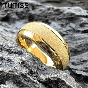 Piecze pierścienia Tutiss 6/8 mm piaskowatą złotą pierścionek wolframowy dla statków odpowiednich dla mężczyzn Kobiet Modne zaręczyny i obrączki Wygodne Fit S2452455