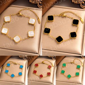 18K Gold Plated Classic Fashion Charm Bracelet Four-leaf Clover Designer Jewelry Elegant Mother-of-Pearl Bracelets For Women and Men High Quality 2d5sz#