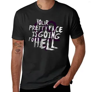 Men's Tank Tops Him Band Your Pretty Face Is Going To Hell Heartagram T-Shirt Tees Blacks Mens White T Shirts